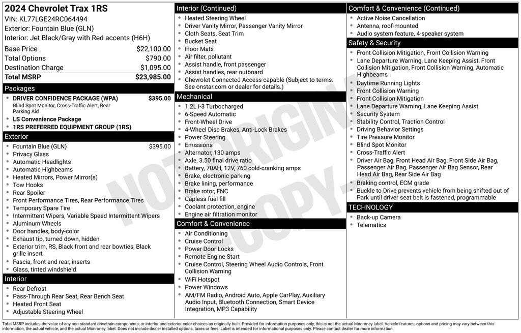 2024 Chevrolet Trax RS with 1RS FWD