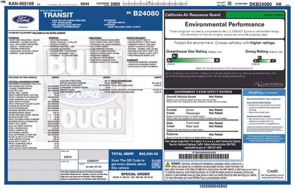 2025 Ford E-Transit 350 High Roof Extended LB RWD