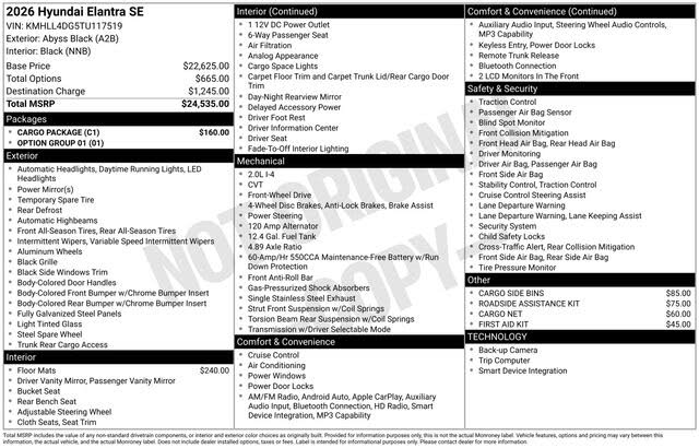 2026 Hyundai Elantra SE FWD