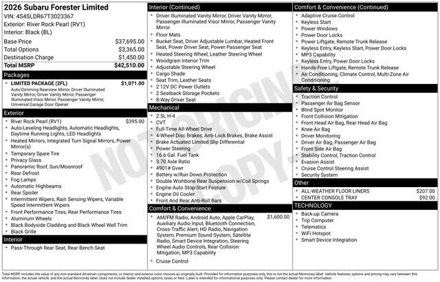 2026 Subaru Forester Limited Crossover AWD