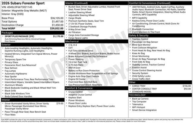2026 Subaru Forester Sport Crossover AWD