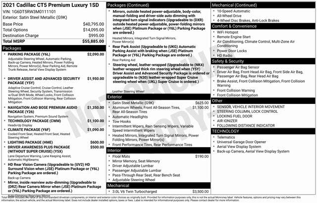 2021 Cadillac CT5 Premium Luxury Sedan AWD