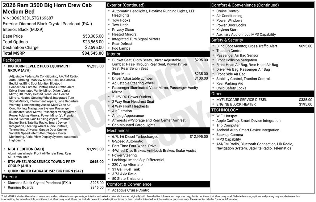 2026 RAM 3500 Big Horn Crew Cab 4WD
