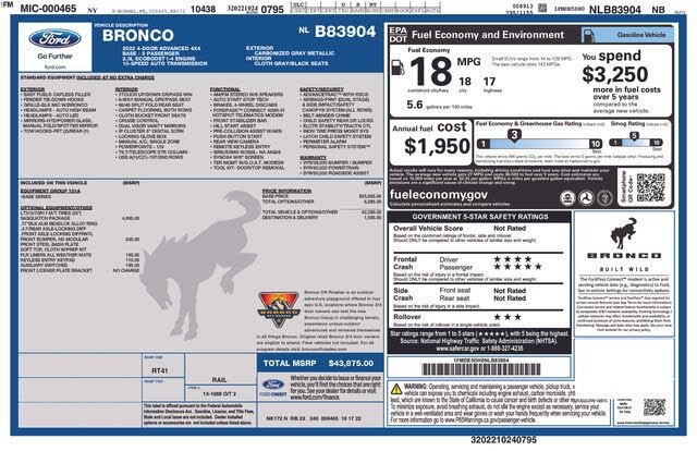 2022 Ford Bronco Advanced 4-Door 4WD