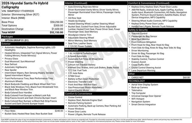 2026 Hyundai Santa Fe Hybrid Calligraphy AWD