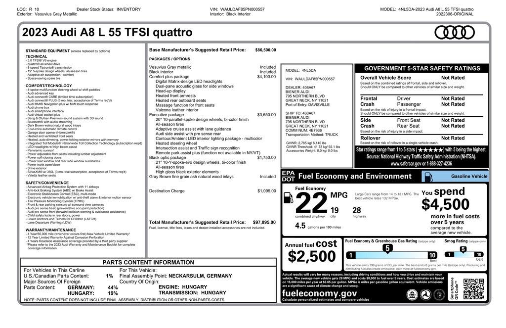 2023 Audi A8 L quattro 55 TFSI
