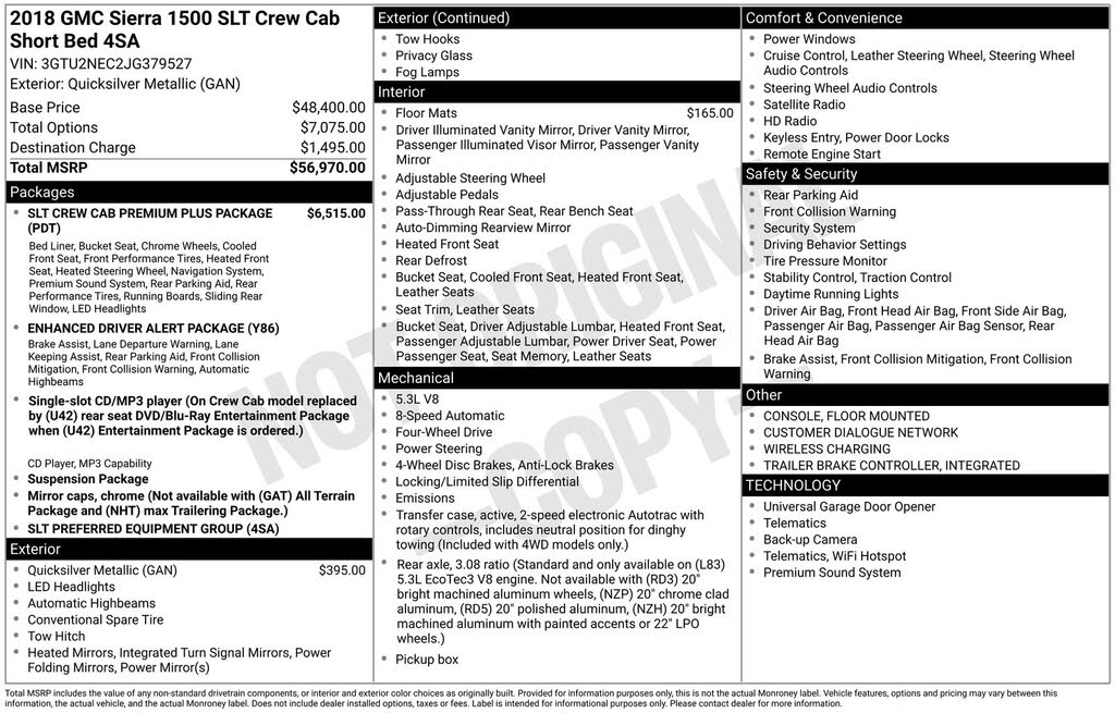 2018 GMC Sierra 1500 SLT Crew Cab 4WD