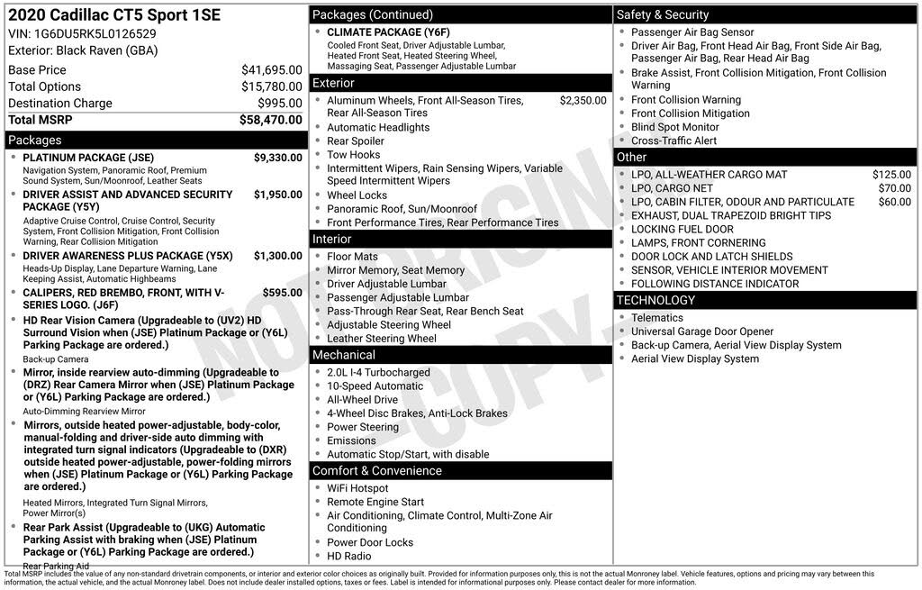 2020 Cadillac CT5 Sport Sedan AWD