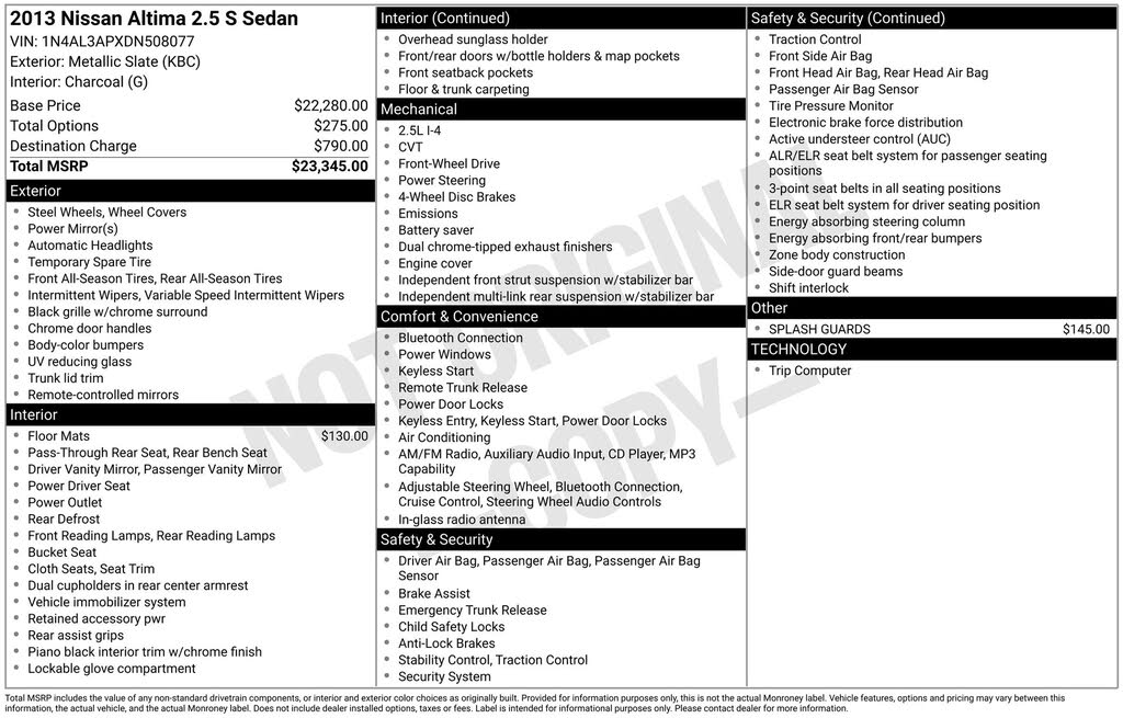 2013 Nissan Altima 2.5 S