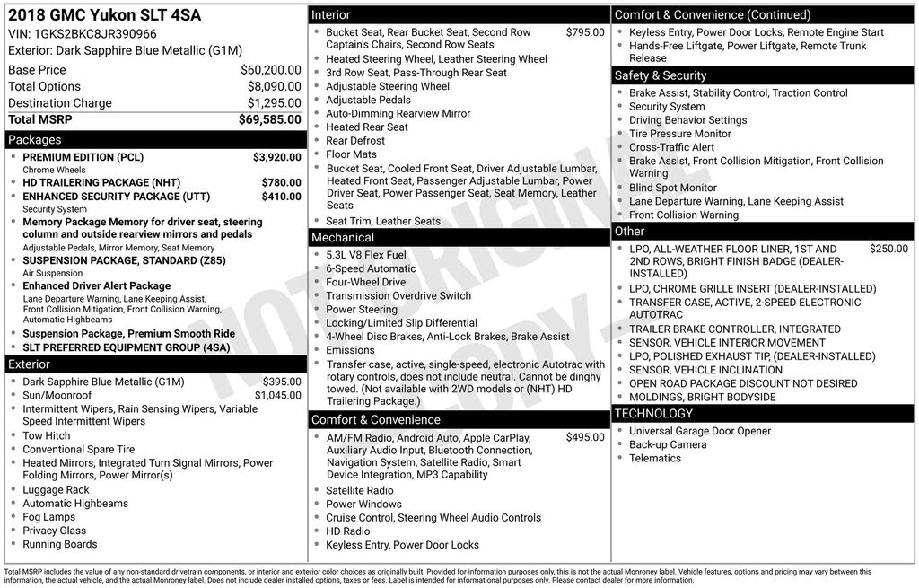 2018 GMC Yukon SLT 4WD