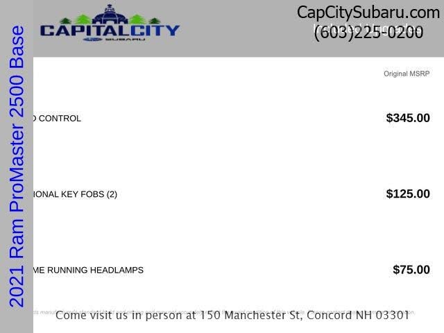 2021 RAM ProMaster 2500 159 High Roof Cargo Van FWD