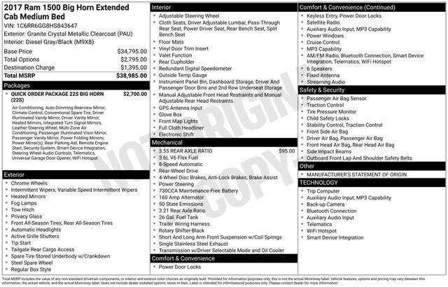 2017 RAM 1500 Big Horn Quad Cab RWD