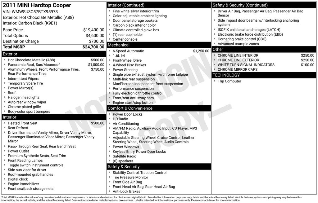 2011 MINI Cooper Base Hatchback