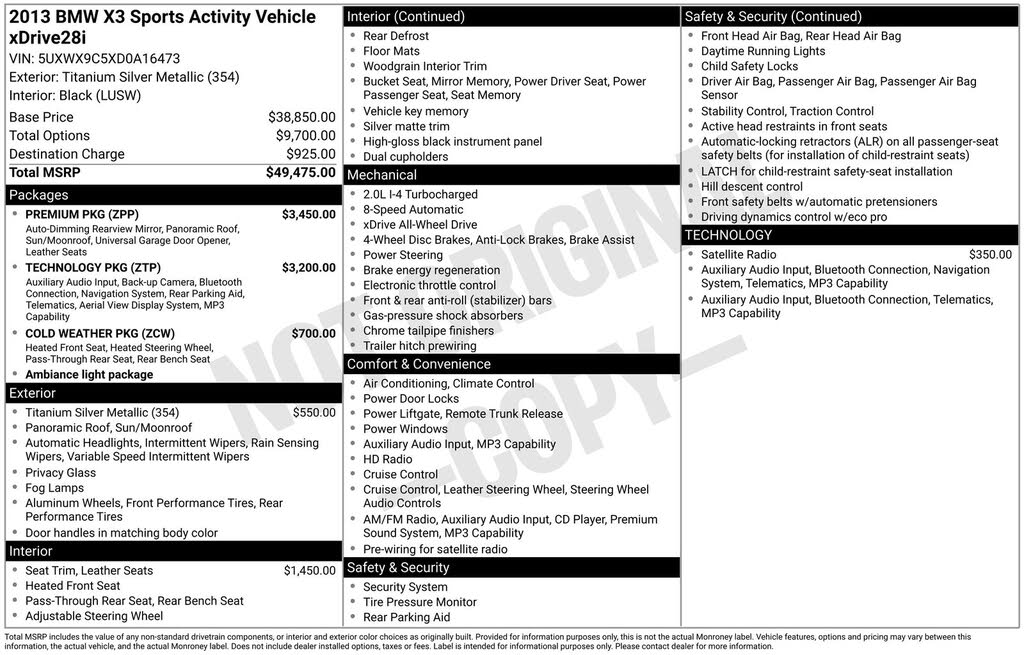 2013 BMW X3 xDrive28i AWD