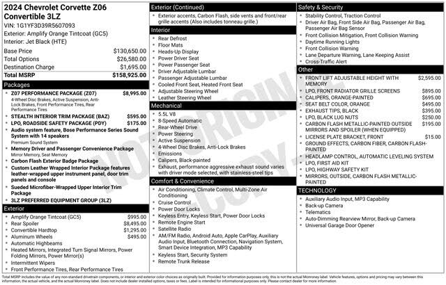 2024 Chevrolet Corvette Z06 3LZ Convertible RWD