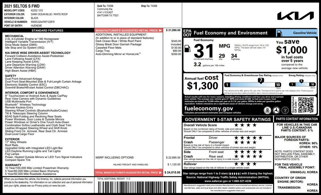 2021 Kia Seltos S FWD