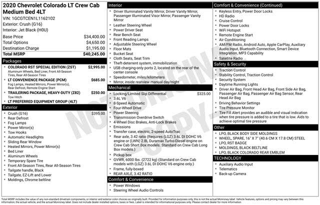 2020 Chevrolet Colorado LT Crew Cab 4WD