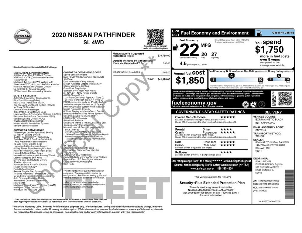 2020 Nissan Pathfinder SL 4WD