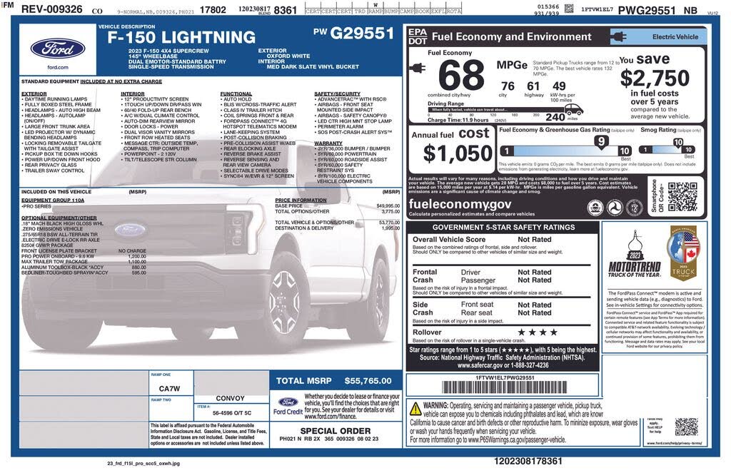 2023 Ford F-150 Lightning Pro SuperCrew AWD
