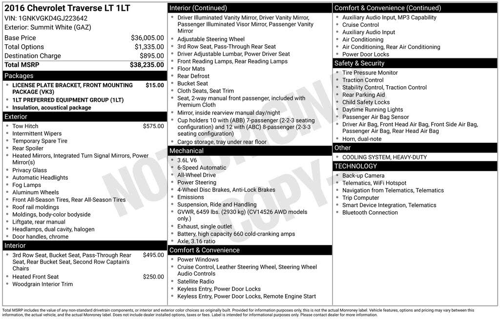 2016 Chevrolet Traverse 1LT AWD