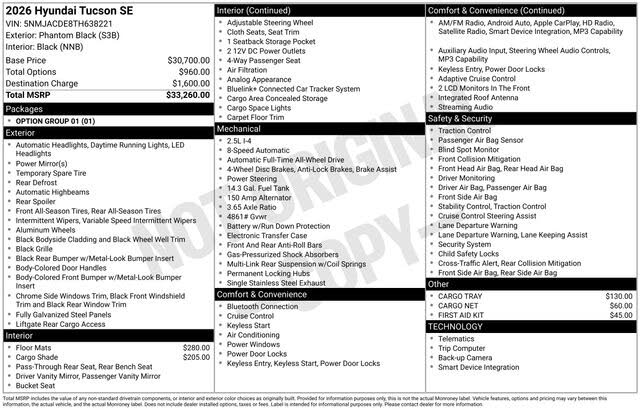 2026 Hyundai Tucson SE AWD