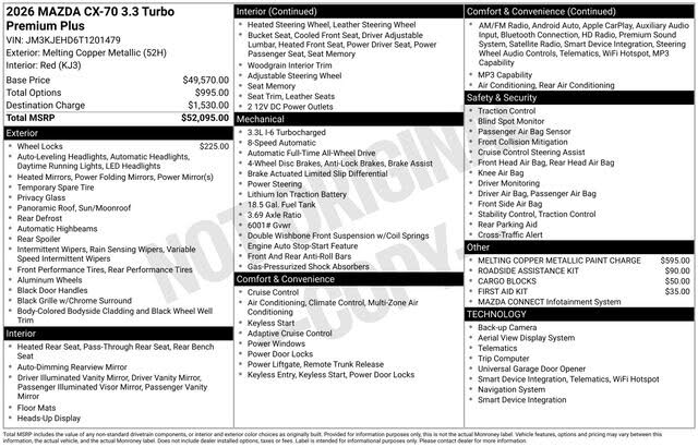 2026 Mazda CX-70 3.3 Turbo Premium Plus AWD