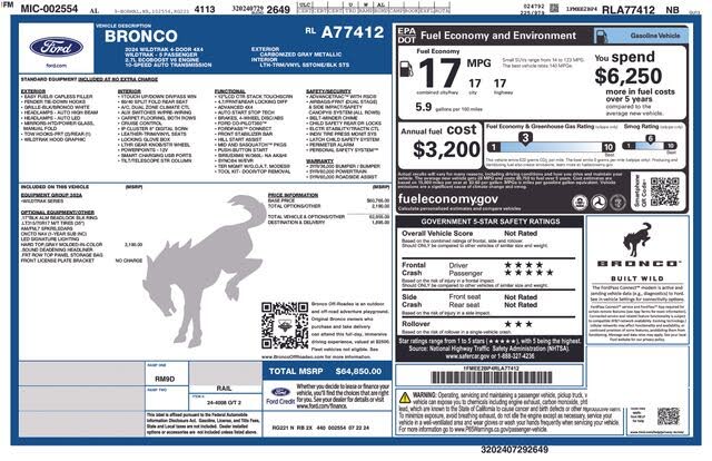 2024 Ford Bronco Wildtrak 4-Door 4WD