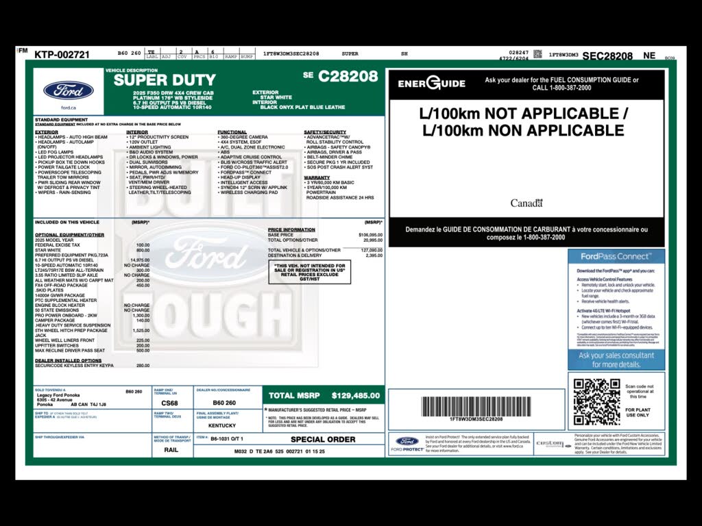 2025 Ford F-350 Super Duty Platinum Crew Cab LB DRW 4WD