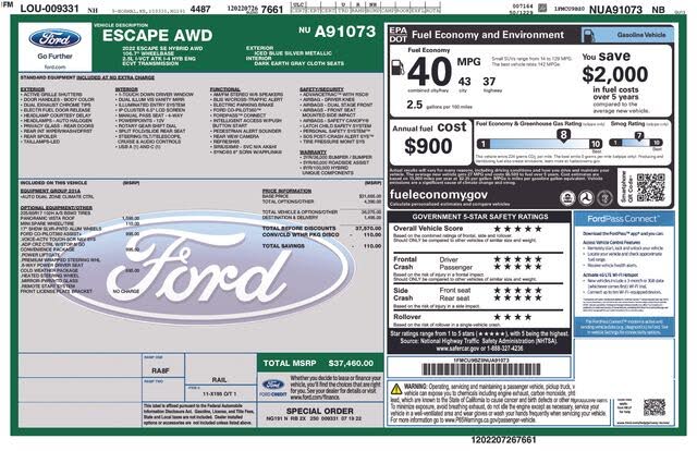 2022 Ford Escape Hybrid SE AWD