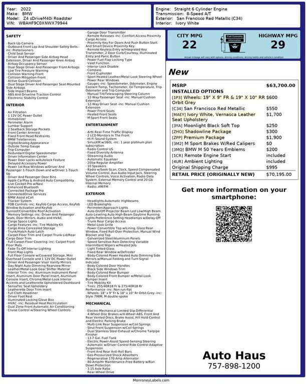 2022 BMW Z4 M40i RWD