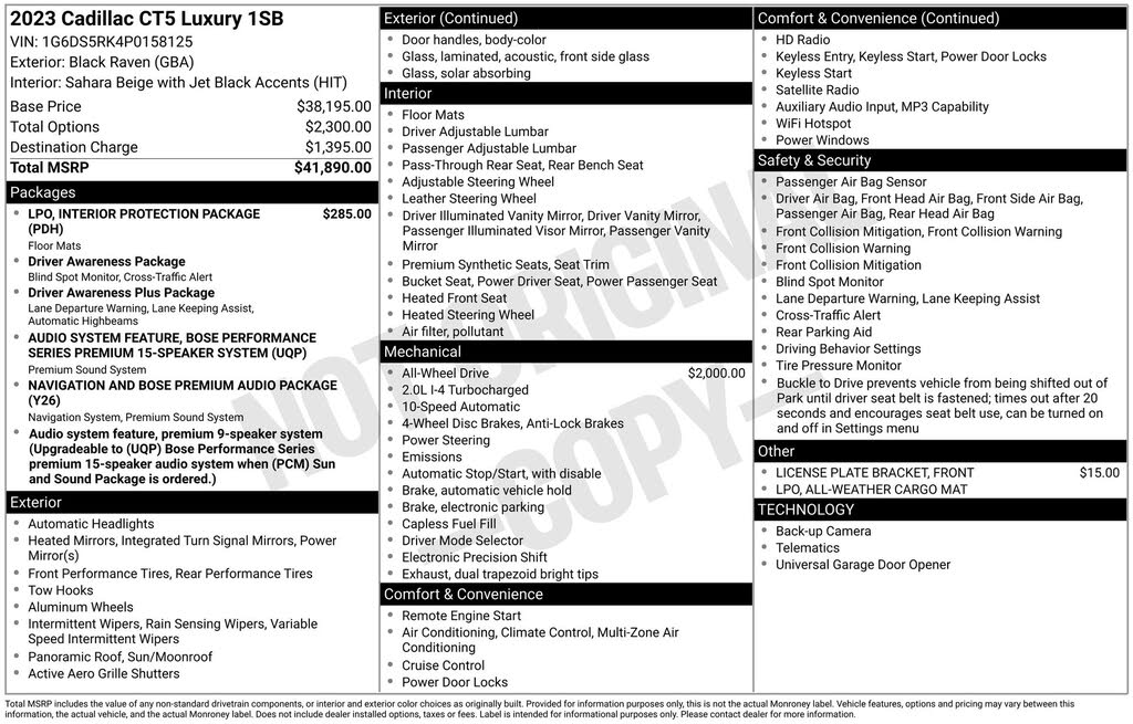 2023 Cadillac CT5 Premium Luxury AWD