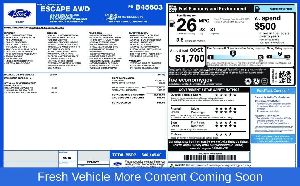 2023 Ford Escape ST-Line Elite AWD