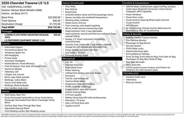 2020 Chevrolet Traverse LS FWD