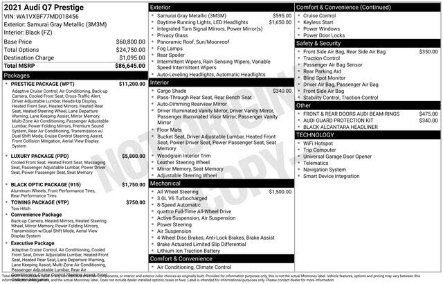 2021 Audi Q7 quattro Prestige 55 TFSI