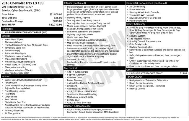 2016 Chevrolet Trax LS AWD