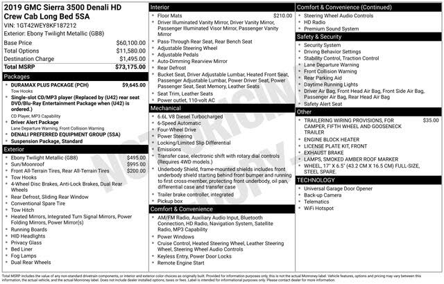2019 GMC Sierra 3500HD Denali Crew Cab LB DRW 4WD