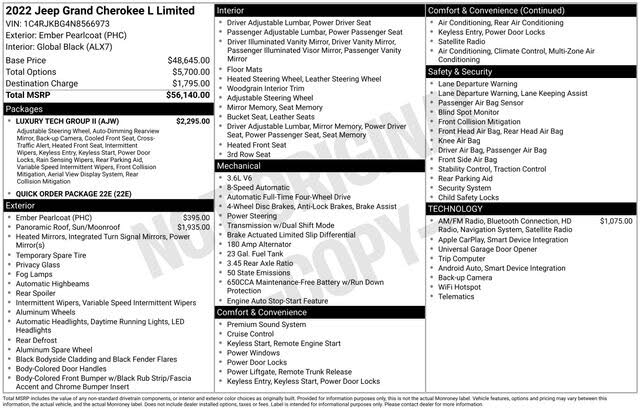2022 Jeep Grand Cherokee L Limited 4WD