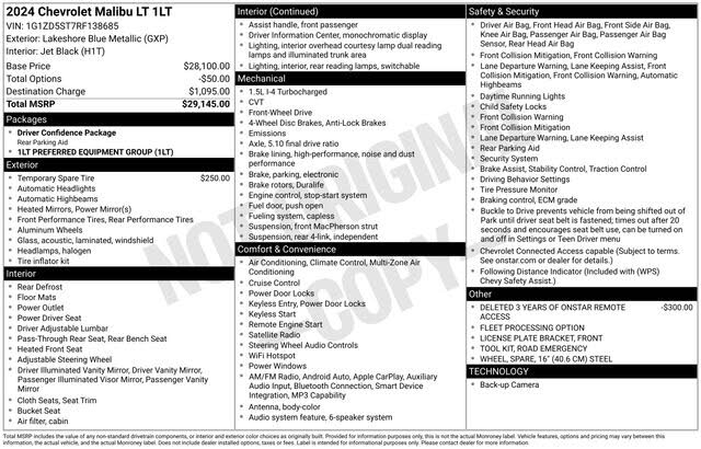 2024 Chevrolet Malibu LT with 1LT FWD