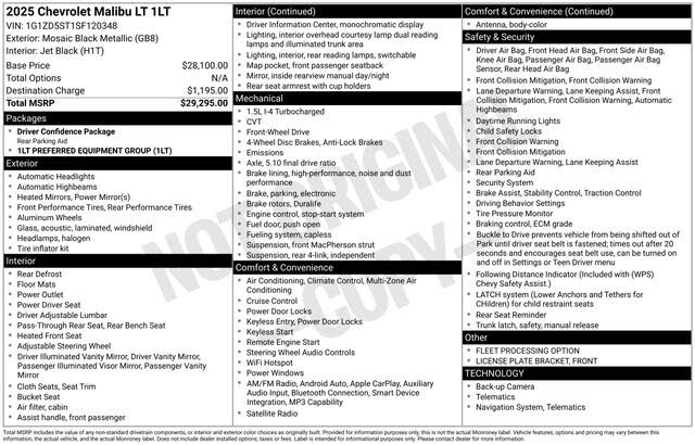2025 Chevrolet Malibu LT with 1LT FWD