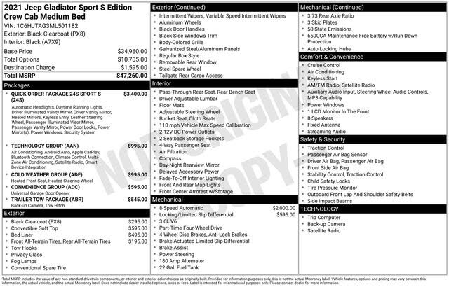 2021 Jeep Gladiator Sport Crew Cab 4WD