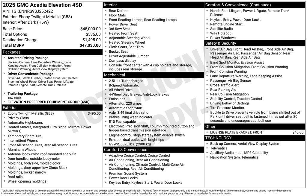 2025 GMC Acadia Elevation AWD