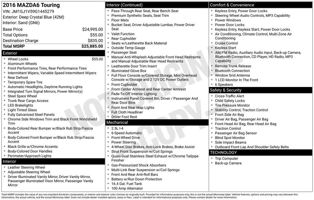 2016 Mazda MAZDA6 i Touring