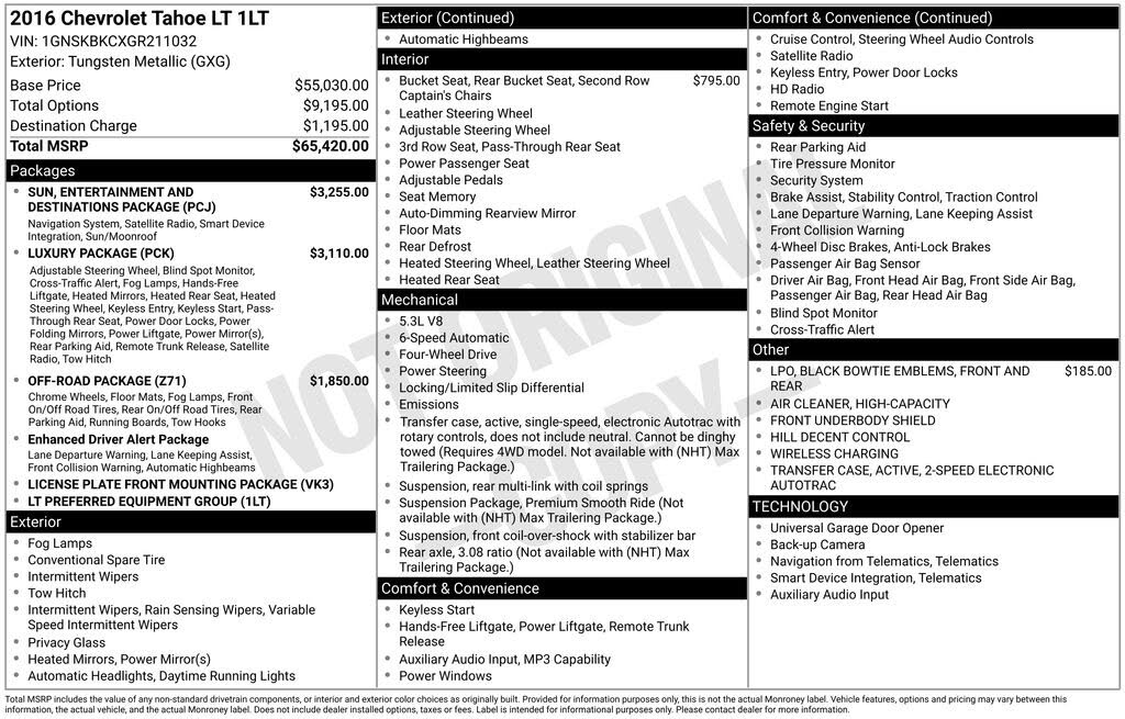 2016 Chevrolet Tahoe LT 4WD