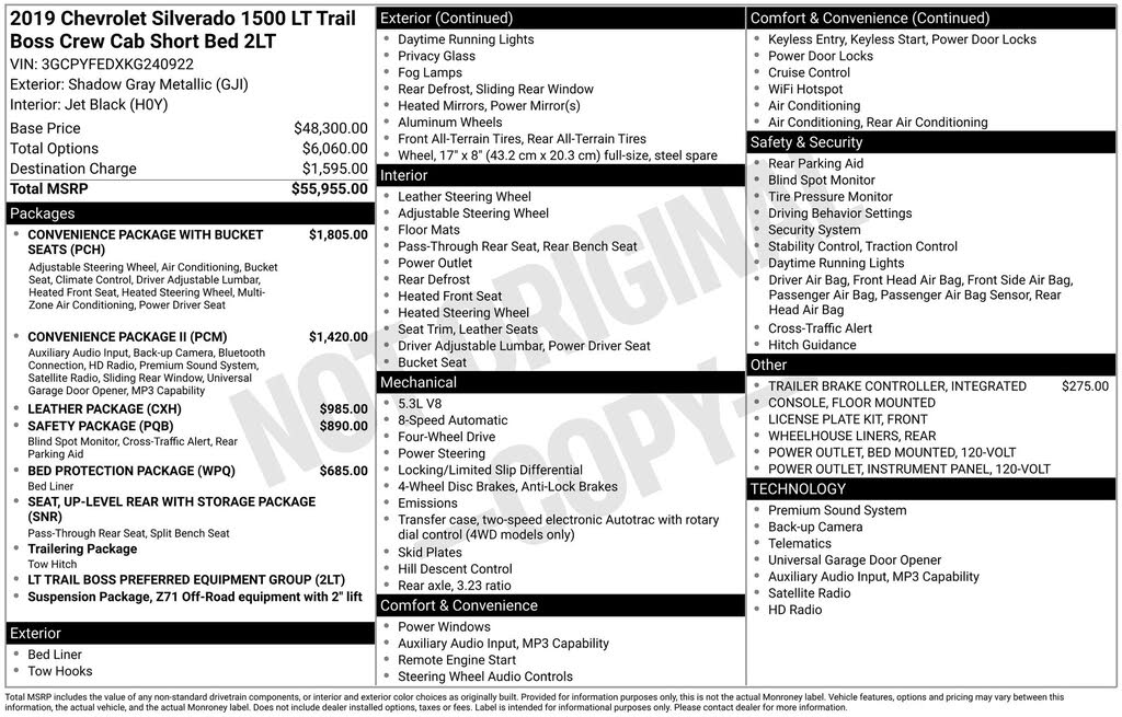 2019 Chevrolet Silverado 1500 LT Trail Boss Crew Cab 4WD