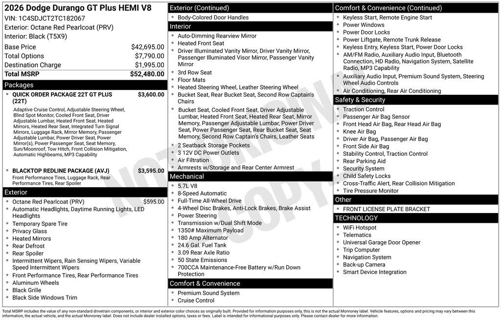 2026 Dodge Durango GT HEMI Plus AWD