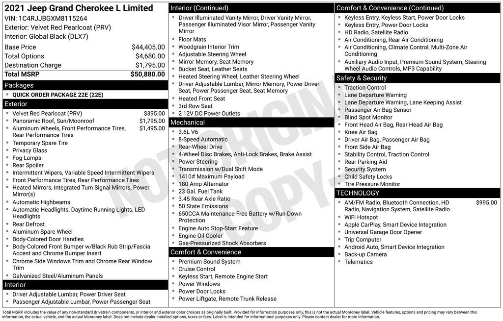2021 Jeep Grand Cherokee L Limited RWD
