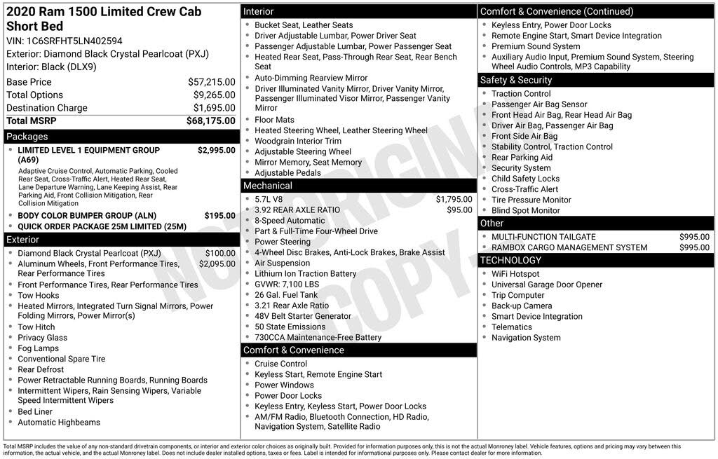 2020 RAM 1500 Limited Crew Cab 4WD
