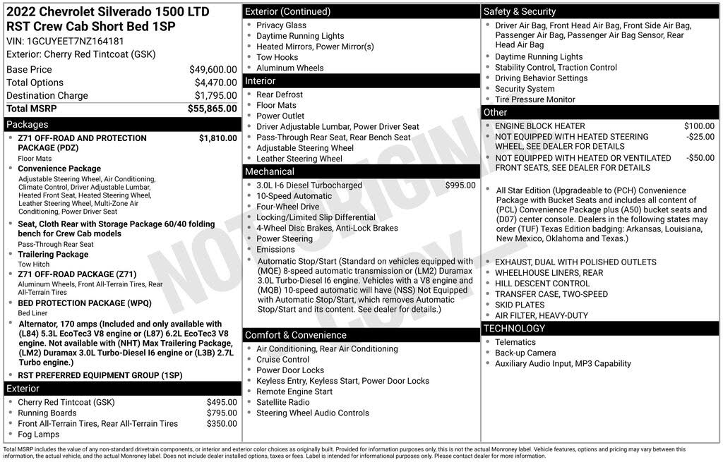 2022 Chevrolet Silverado 1500 RST Crew Cab 4WD