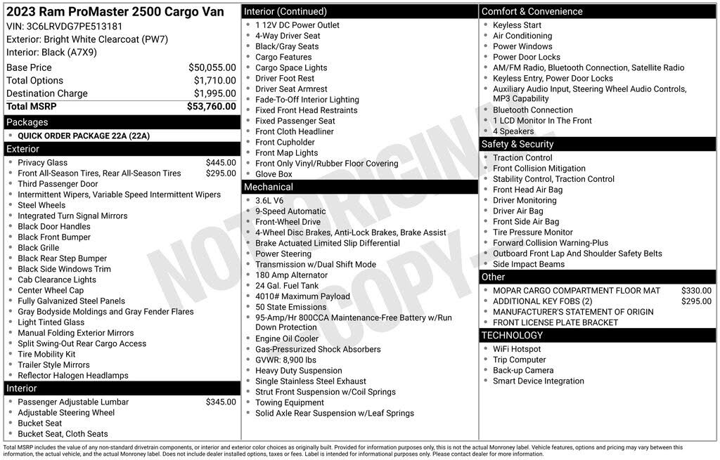 2023 RAM ProMaster 2500 159 High Roof Cargo Van FWD