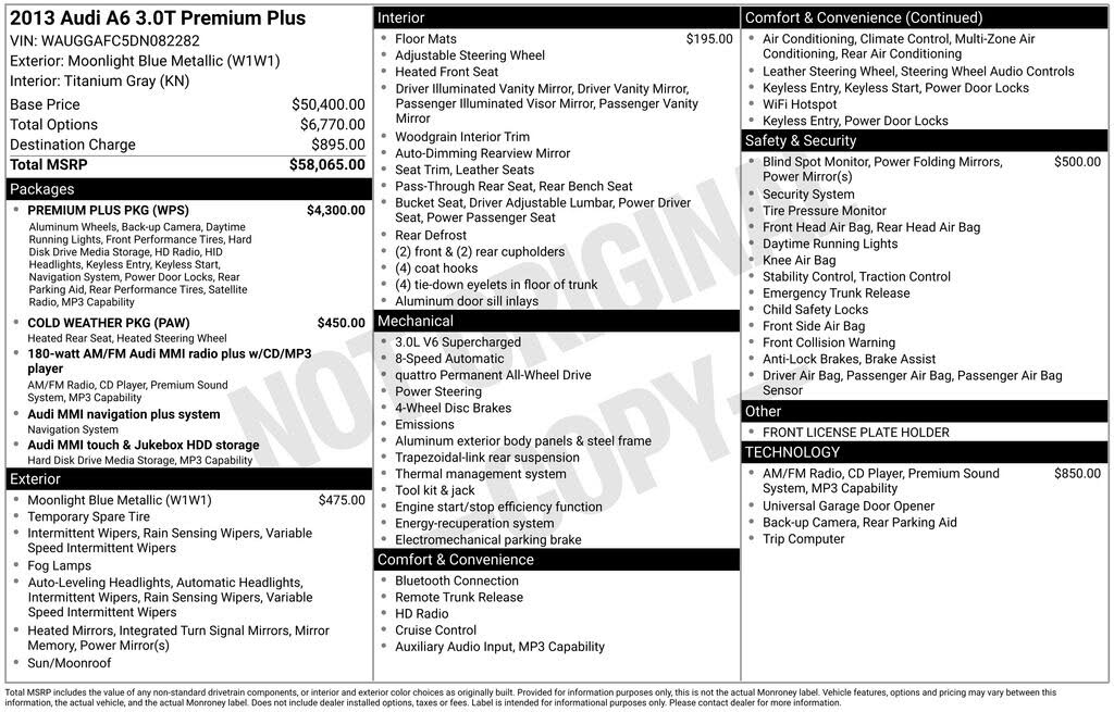 2013 Audi A6 3.0T quattro Premium Plus Sedan AWD